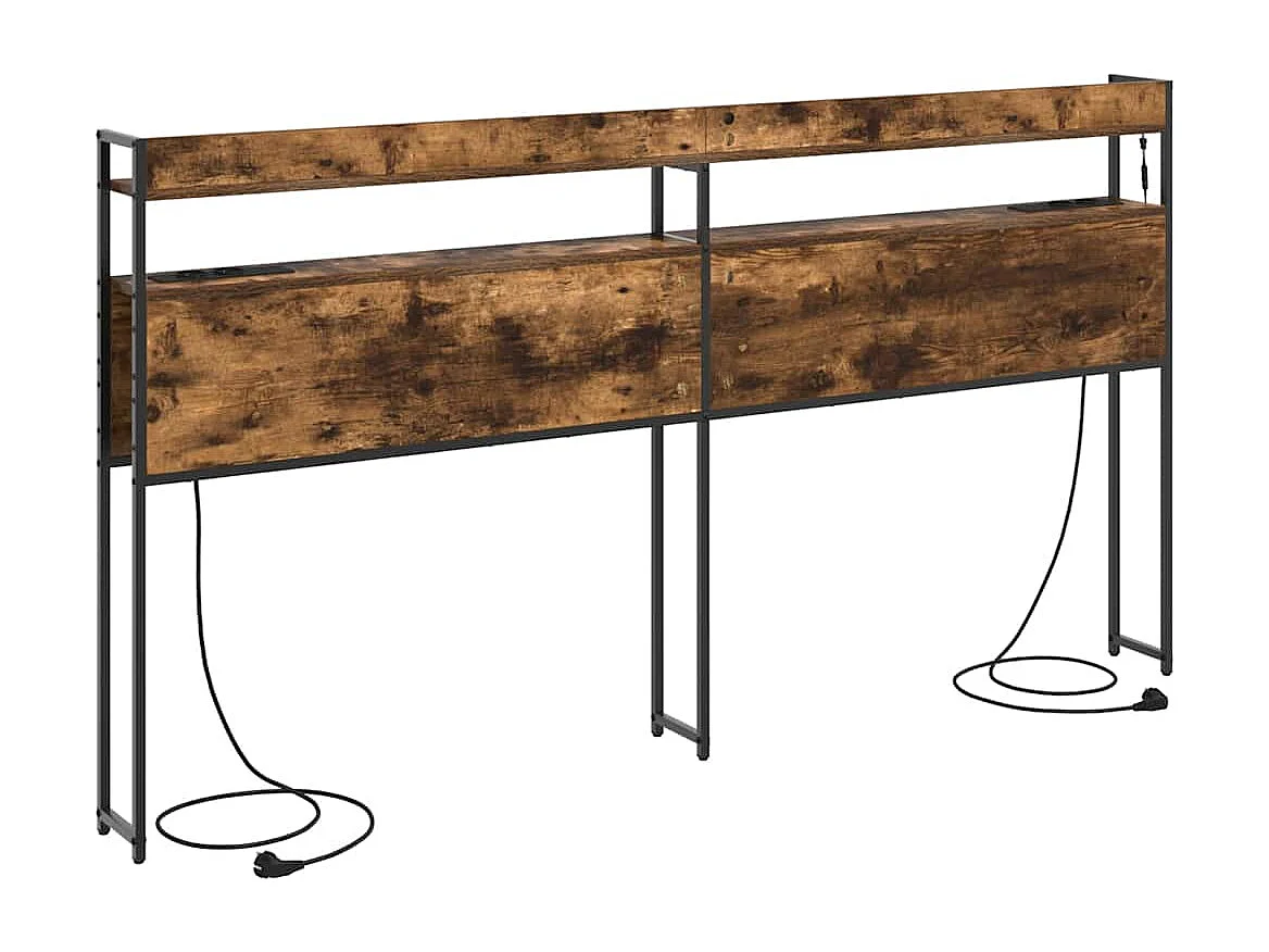 Cabecero | Cabezal de Cama | Mueble cabecero con estante Roble ahumado 200 cm Madera contrachapada