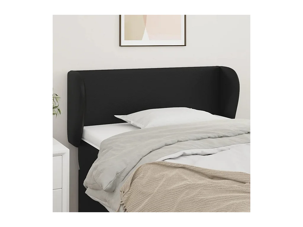 Mueble cabecero | Cabezal de cama | Cabecero de cuero sintético negro 103x23x78/88 cm