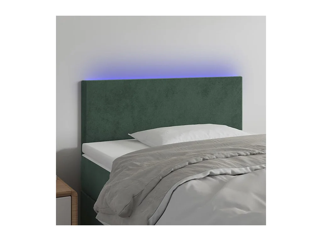 Cabecero | Cabezal de Cama | Mueble cabecero con LED de terciopelo verde oscuro 100x5x78/88 cm