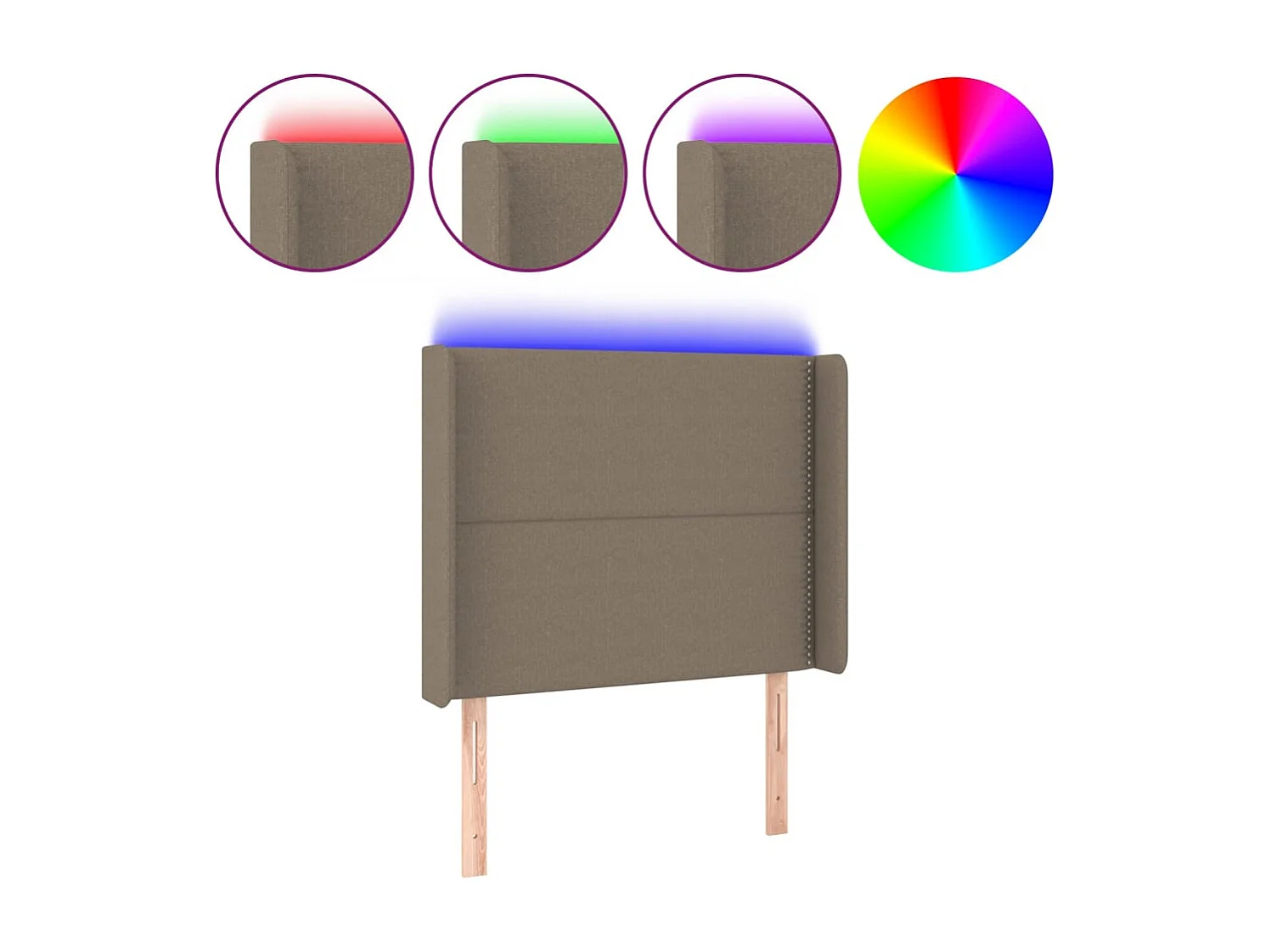 Hoofdbord | Hoofdeinde LED 103x16x118/128 cm stof taupe