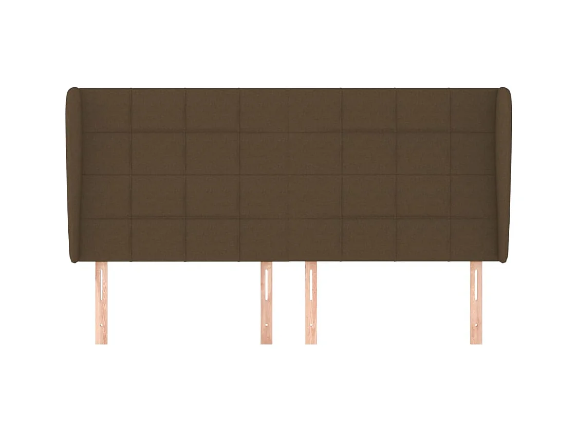 Cabecero | Cabezal de Cama | Mueble cabecero con orejas de tela marrón oscuro 203x23x118/128 cm