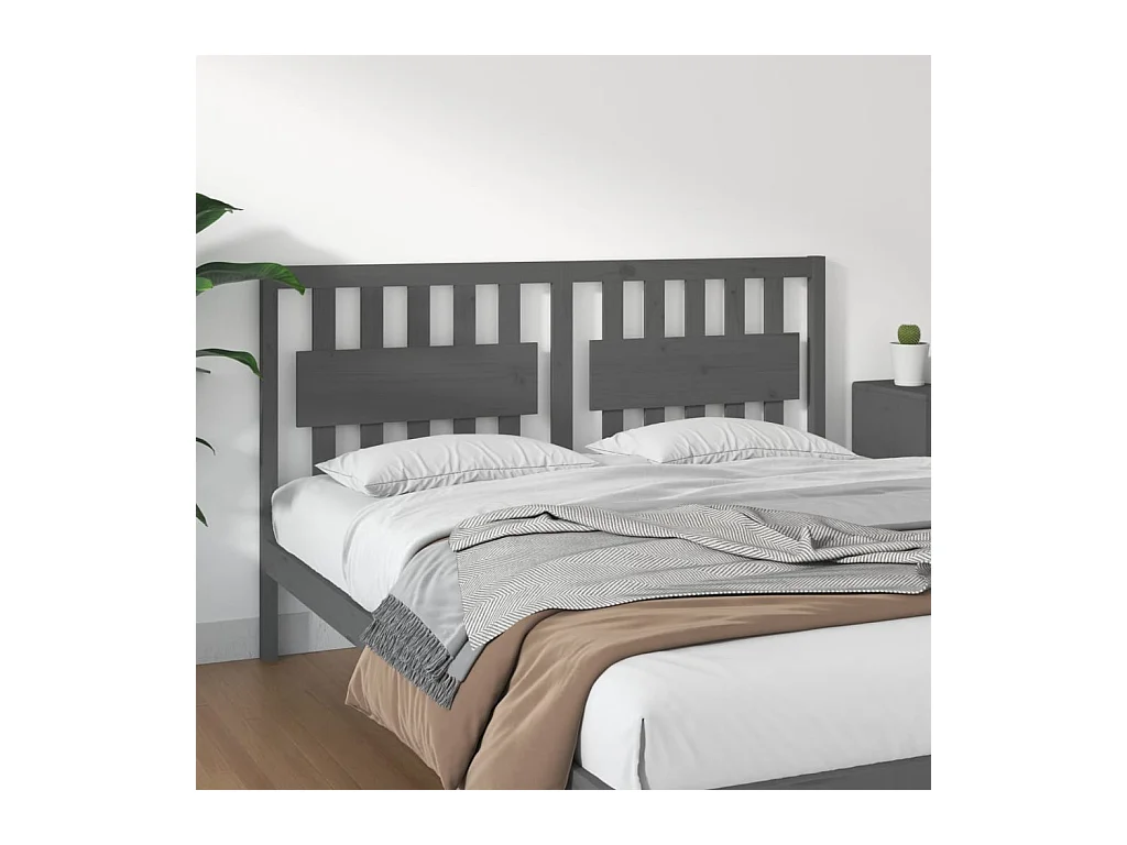 Tête de Lit | Panneau de tête pour lit Moderne Gris 165,5x4x100 cm Bois massif de pin