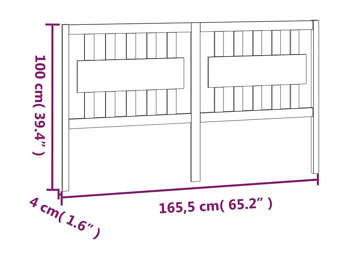 Tête de Lit | Panneau de tête pour lit Moderne Gris 165,5x4x100 cm Bois massif de pin