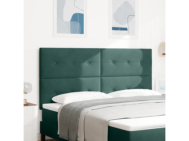 Tête de lit Montage mural | Panneau de tête pour lit Moderne  Vert foncé 180 cm Velours