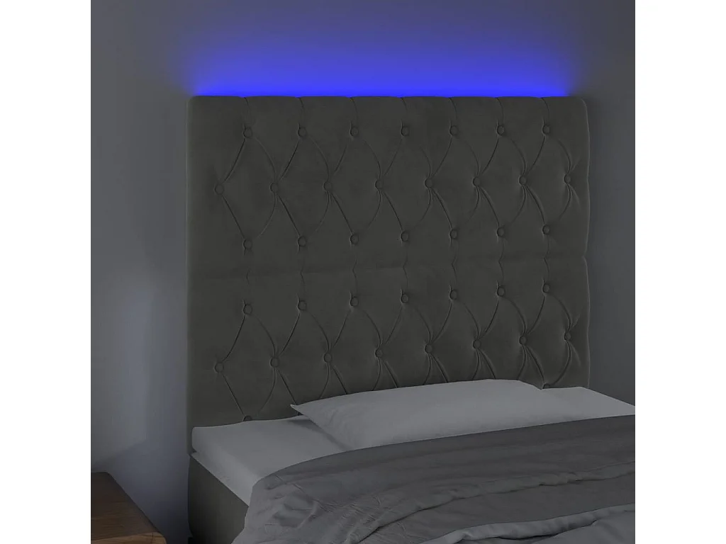 Hoofdbord | Hoofdeinde LED 100x7x118/128 cm fluweel lichtgrijs