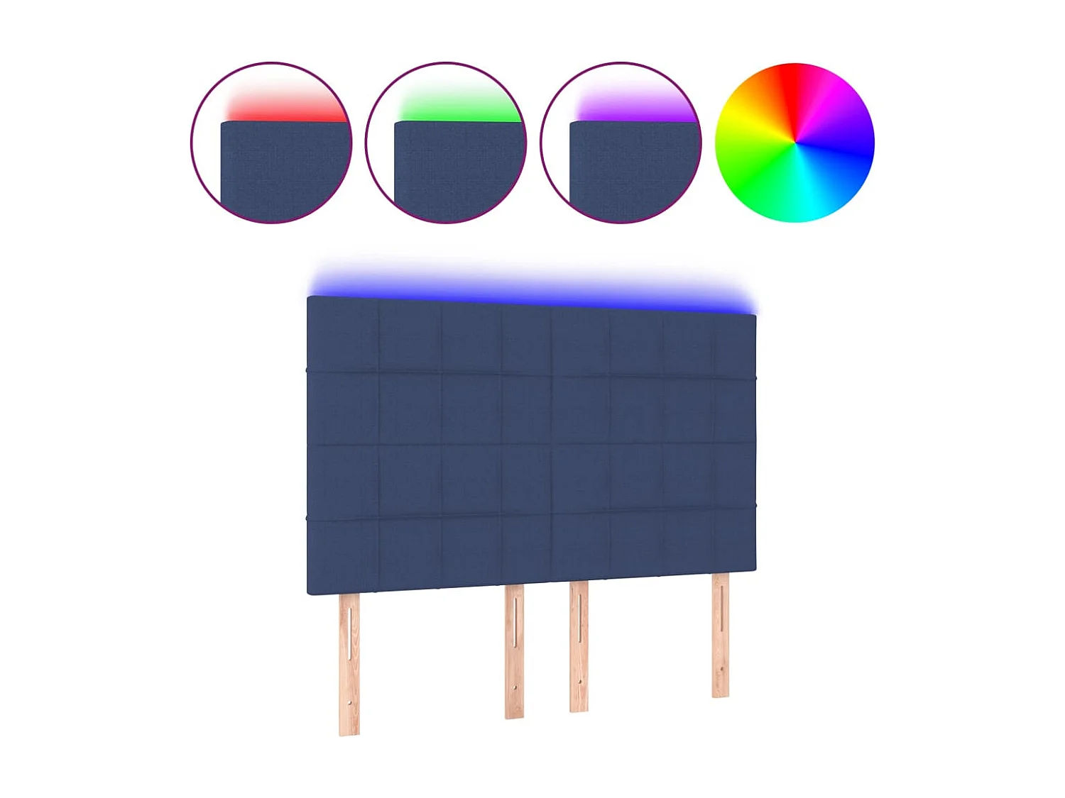 Tête de Lit | Panneau de tête pour lit Moderne à LED Bleu 144x5x118/128 cm Tissu