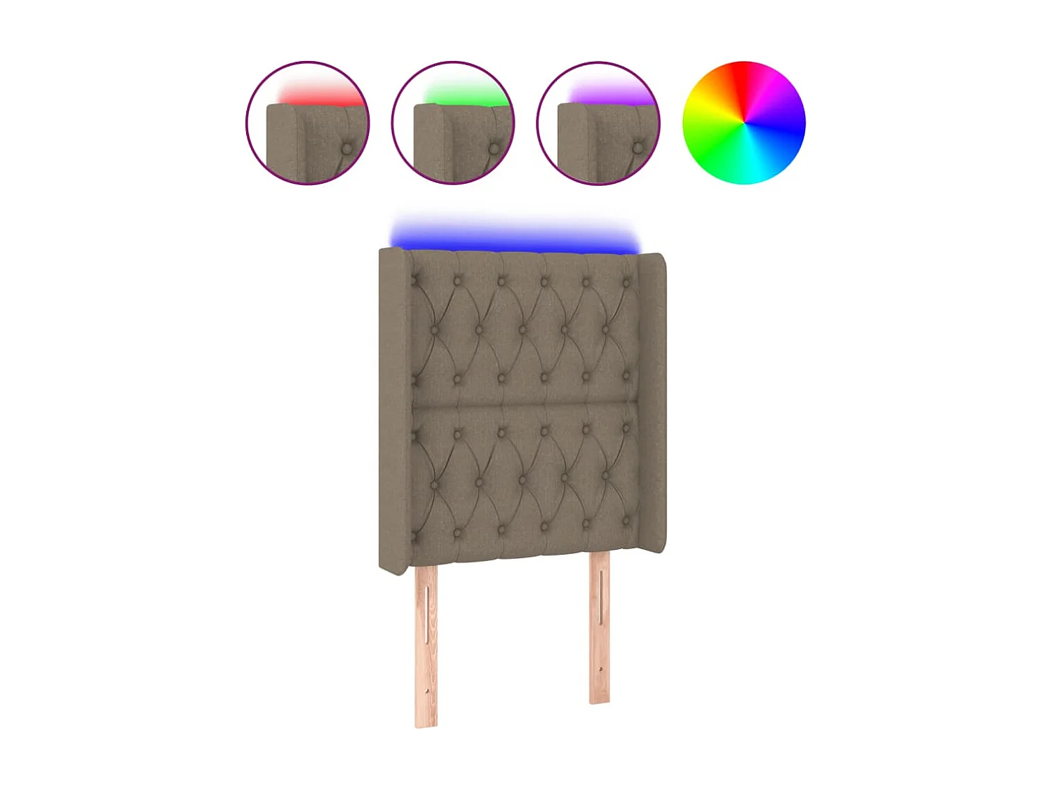 Tête de Lit | Panneau de tête pour lit Moderne à LED Taupe 83x16x118/128 cm Tissu