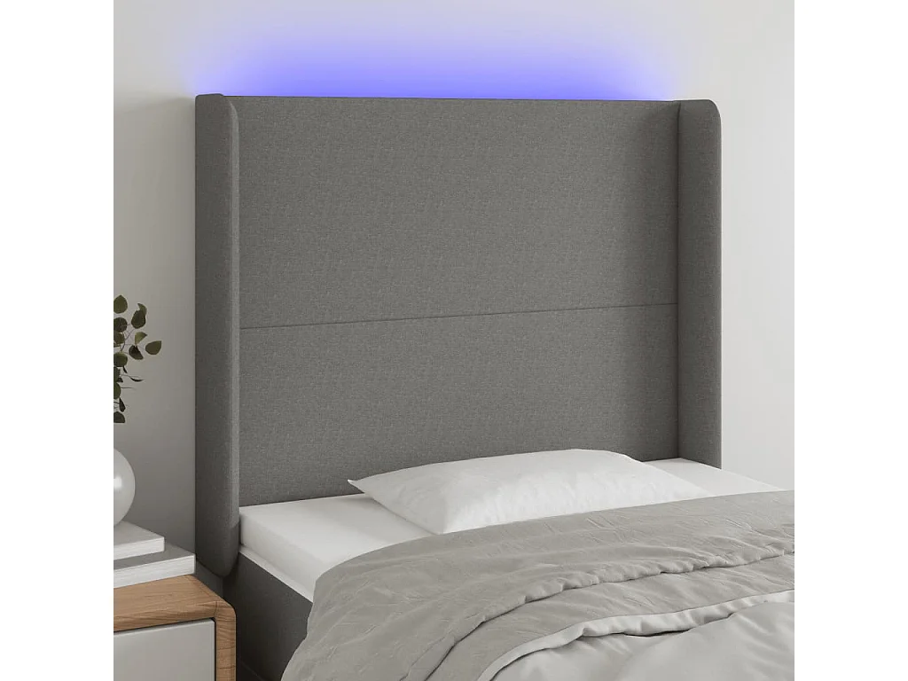 Hoofdbord | Hoofdeinde LED 103x16x118/128 cm stof donkergrijs