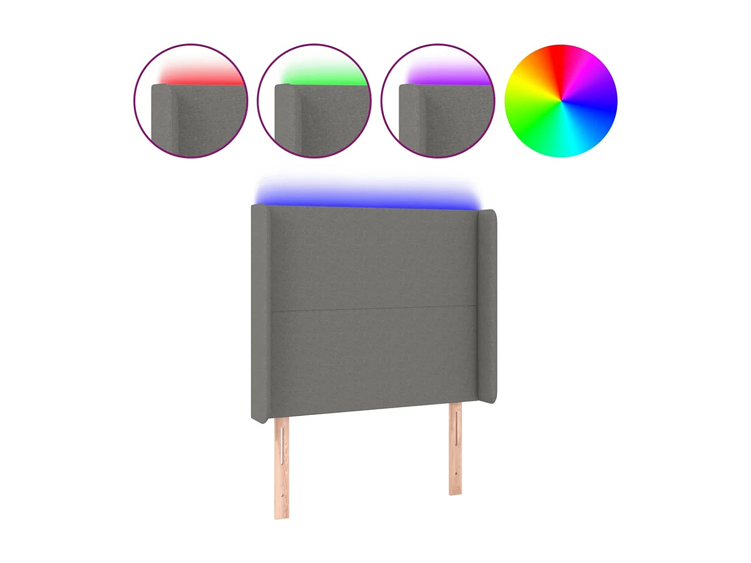Hoofdbord | Hoofdeinde LED 103x16x118/128 cm stof donkergrijs