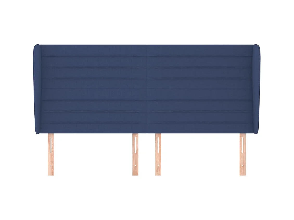 Cabecero | Cabezal de Cama | Mueble cabecero con orejas de tela azul 203x23x118/128 cm