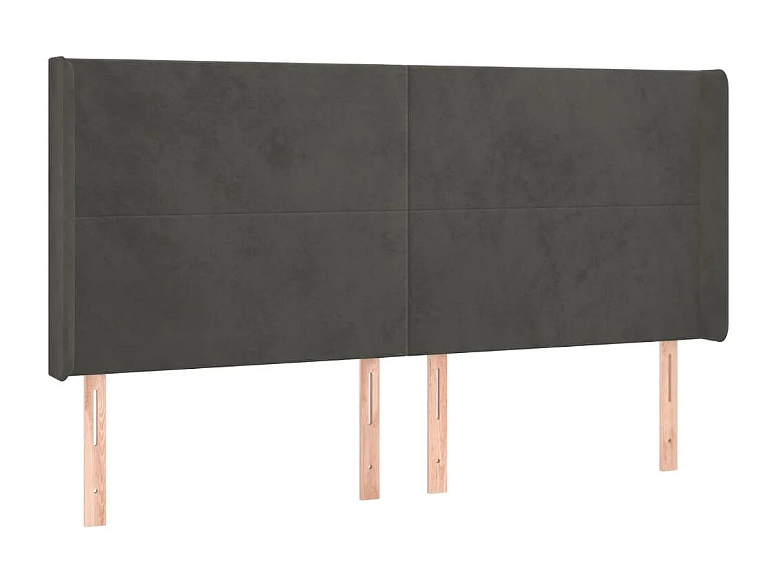 Hoofdbord | Hoofdeinde LED 183x16x118/128 cm fluweel donkergrijs