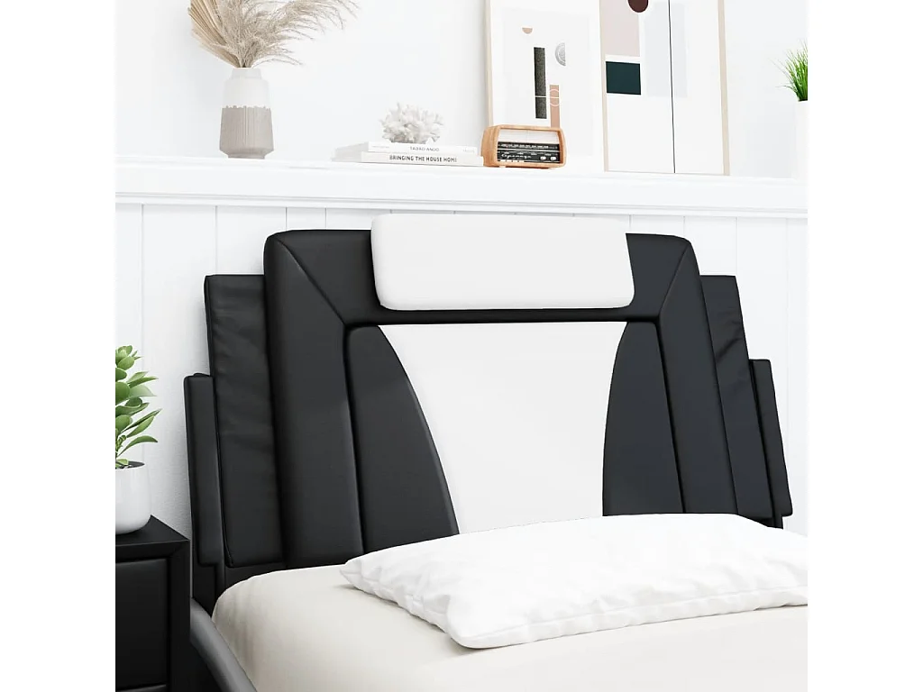 Tête de lit | Coussin de tête de lit | Tête de lit décoratif noir et blanc 100 cm similicuir