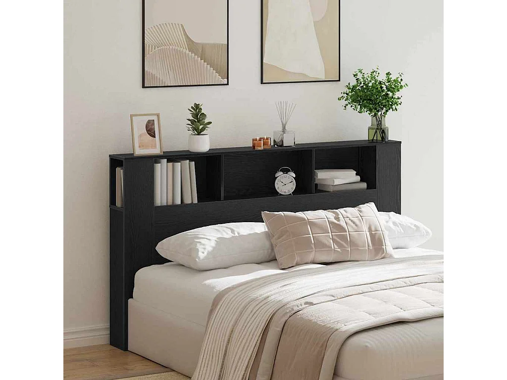 Mueble cabecero | Cabezal de cama | Cabecero de armario Roble negro 180 x 18.5 x 102.5 cm