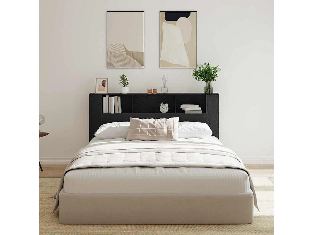 Mueble cabecero | Cabezal de cama | Cabecero de armario Roble negro 180 x 18.5 x 102.5 cm