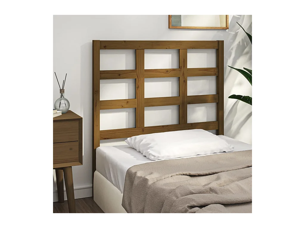 Cabecero de Cama | Cabezal de cama | Mueble de cabecero madera maciza pino marrón miel 95,5x4x100 cm