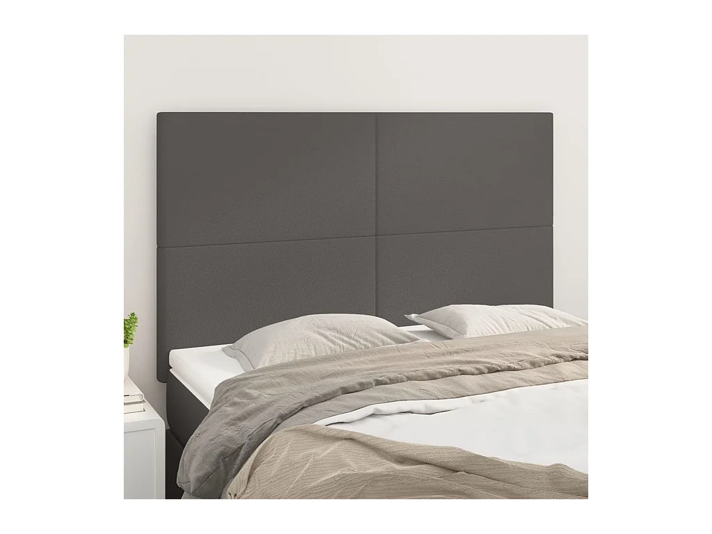 Têtes de lit | Panneaux de tête pour lit Moderne 4 pcs Gris 72x5x78/88 cm Similicuir