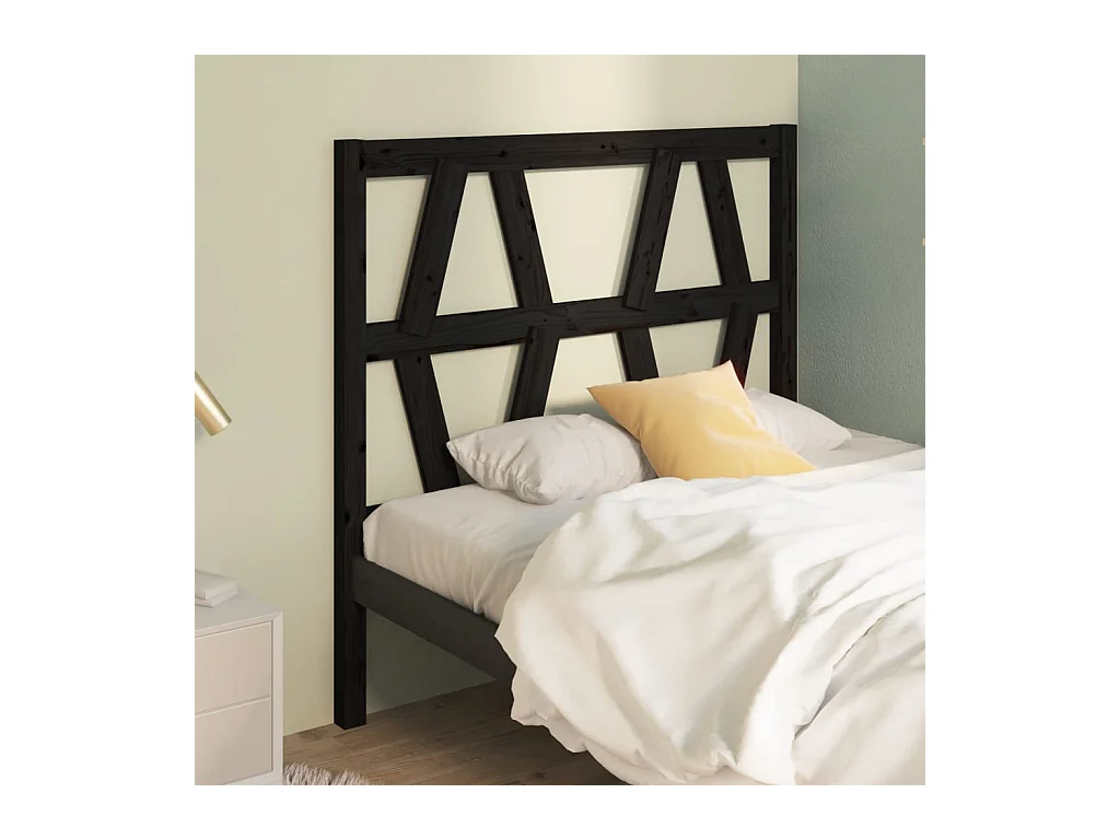 Cabecero de Cama | Cabezal de cama | Mueble de cabecero madera maciza de pino negro 81x4x100 cm