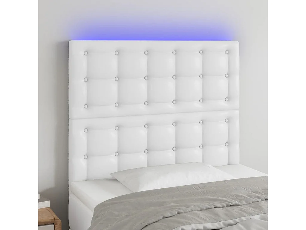 Hoofdbord | Hoofdeinde LED 80x5x118/128 cm kunstleer wit