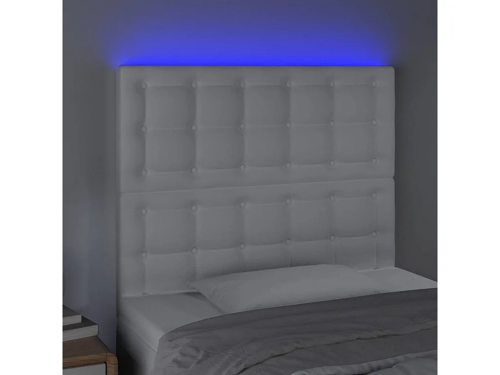 Hoofdbord | Hoofdeinde LED 80x5x118/128 cm kunstleer wit