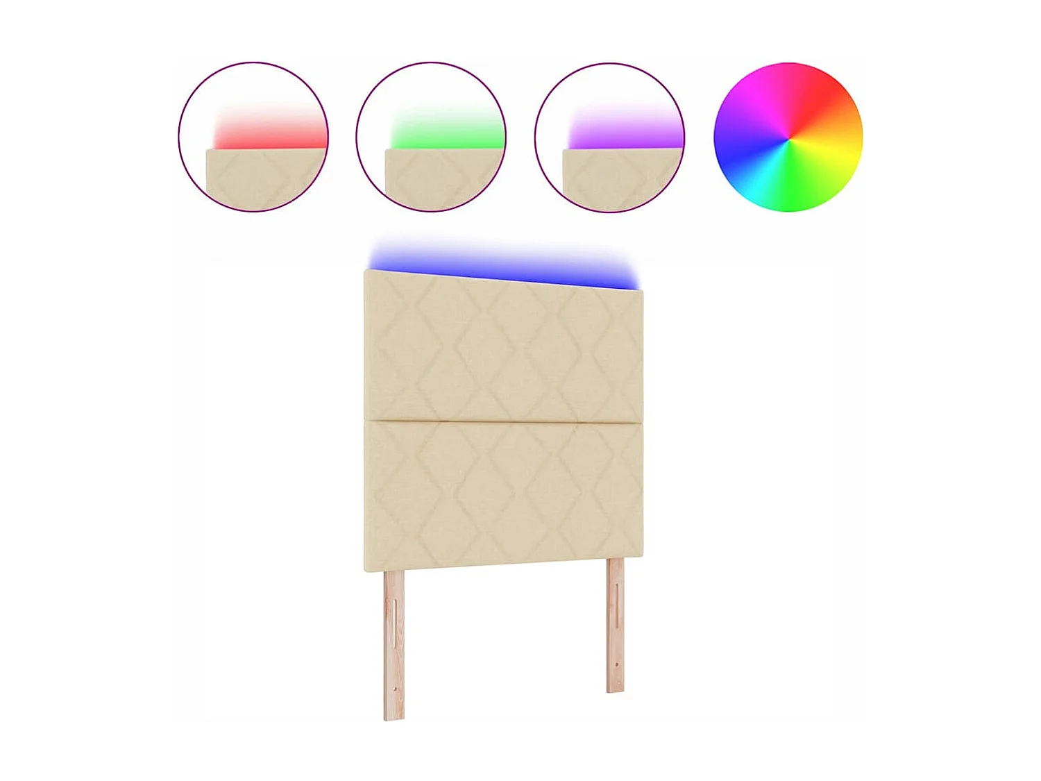 Cabecero | Cabezal de Cama | Mueble cabecero con luces de tiras LED con cabecera Crema 100 cm tela