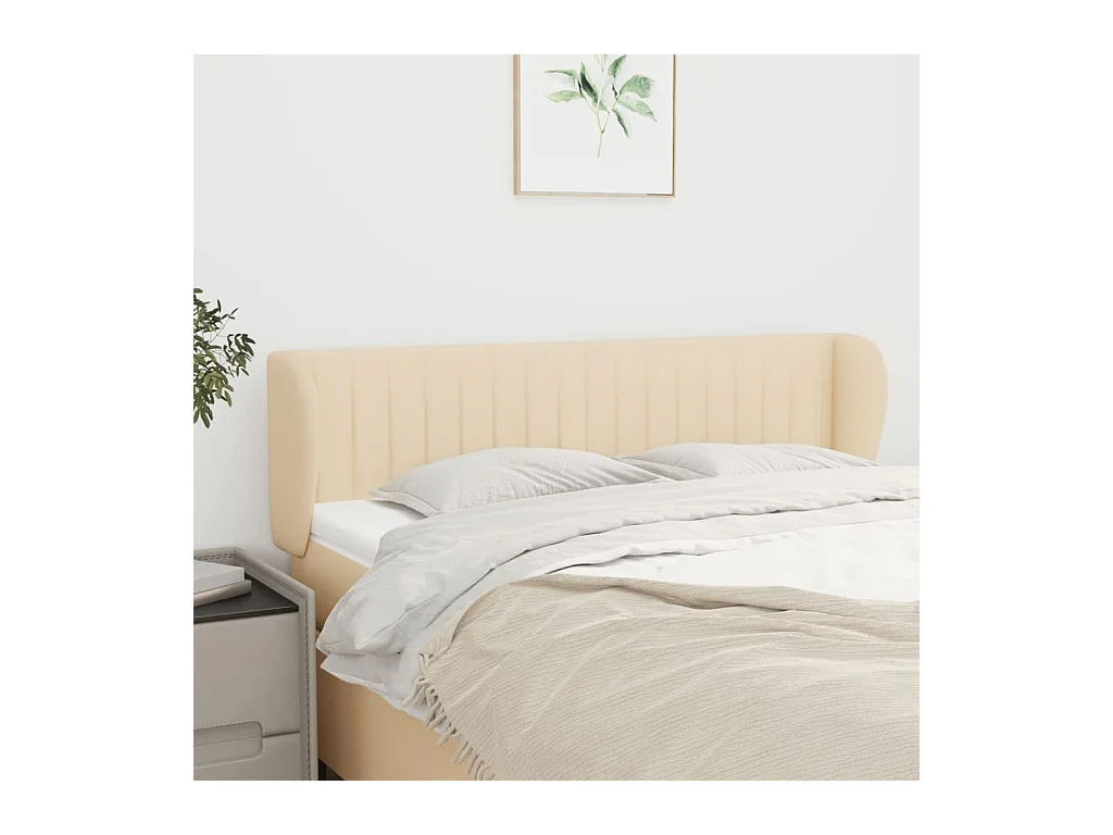 Mueble cabecero | Cabezal de cama | Cabecero de tela color crema 147x23x78/88 cm