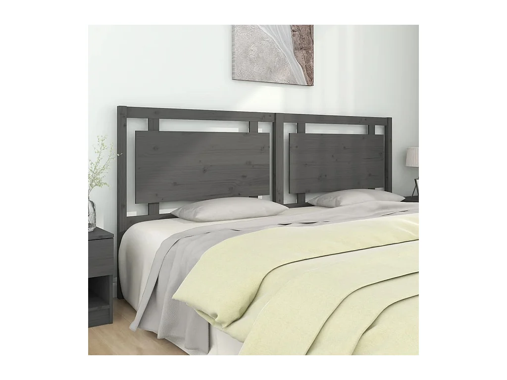 Tête de Lit | Panneau de tête pour lit Moderne Gris 205,5x4x100 cm Bois massif de pin