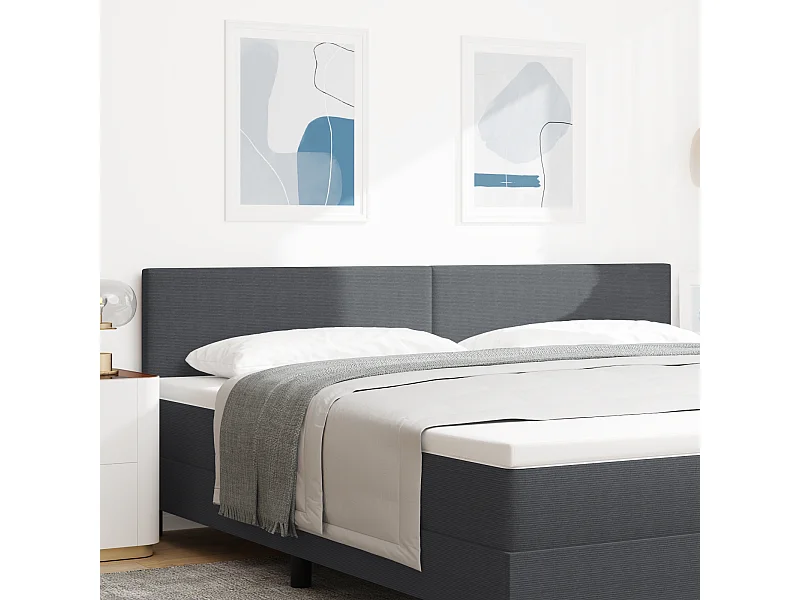 Tête de Lit | Panneau de tête pour lit Moderne LED avec des lumières à LED Gris foncé 200 cm tissu