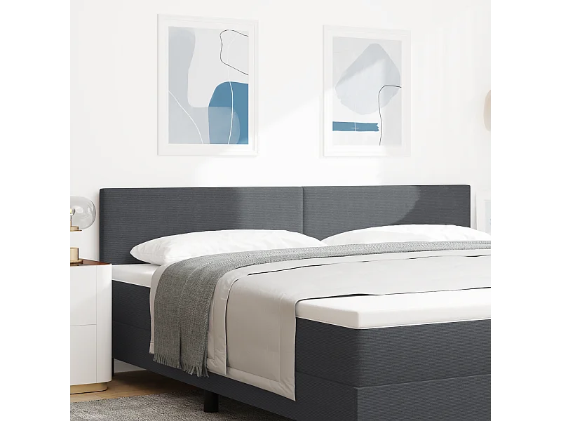 Tête de Lit | Panneau de tête pour lit Moderne LED avec des lumières à LED Gris foncé 200 cm tissu