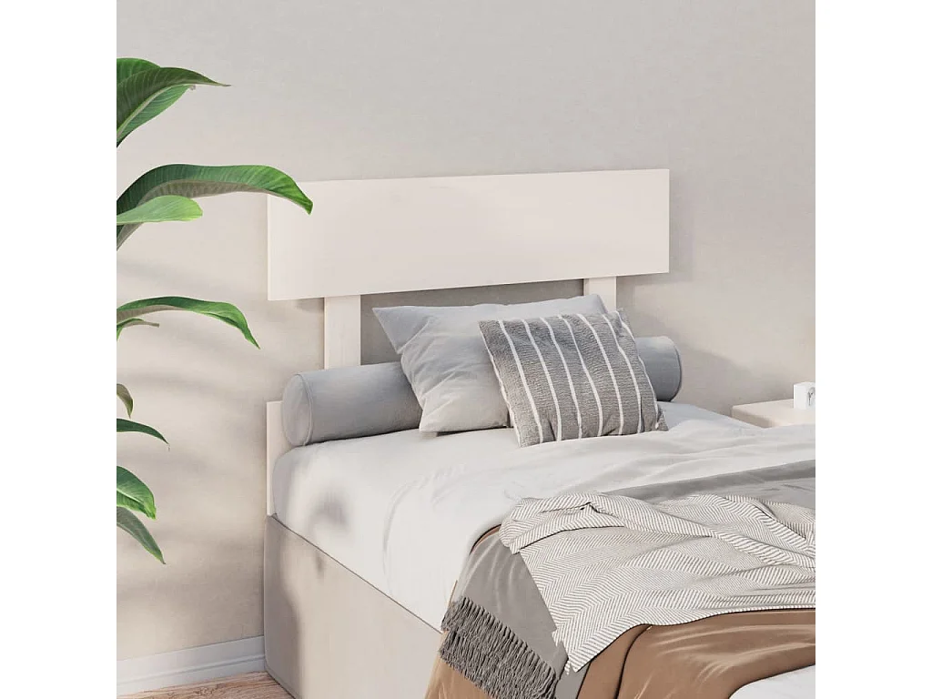 Tête de Lit | Panneau de tête pour lit Moderne Blanc 93,5x3x81 cm Bois massif de pin