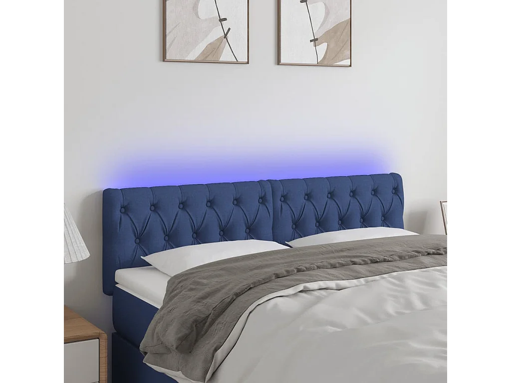 Hoofdbord | Hoofdeinde LED 160x7x78/88 cm stof blauw