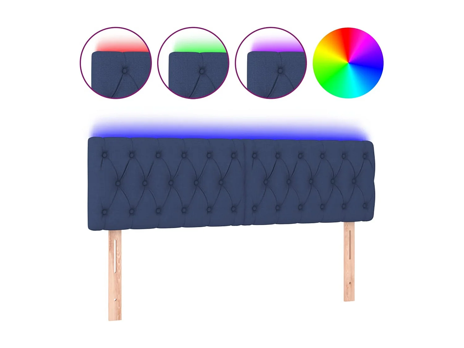 Hoofdbord | Hoofdeinde LED 160x7x78/88 cm stof blauw