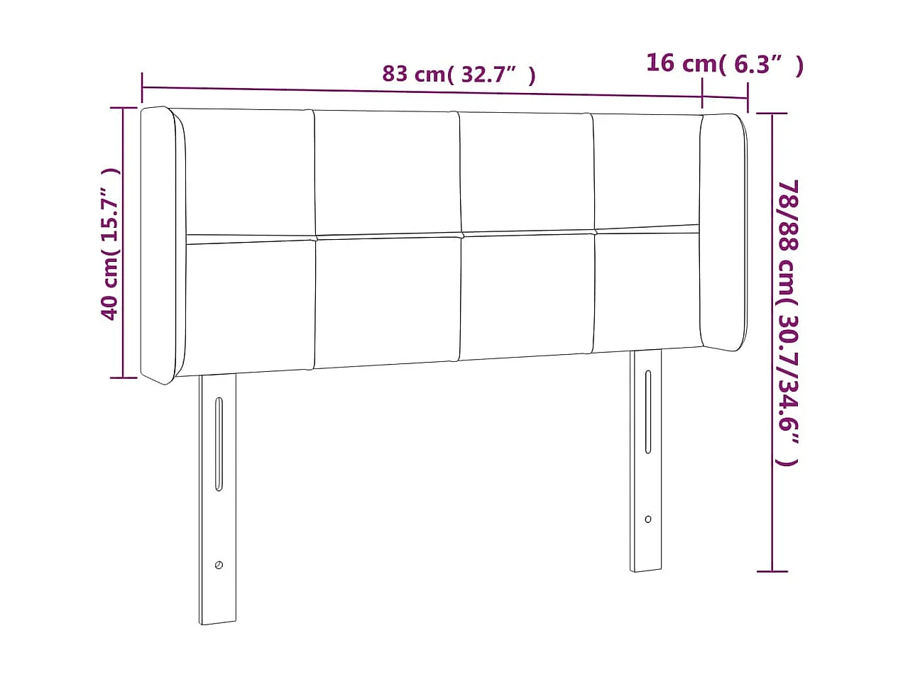 Tête de Lit | Panneau de tête pour lit Moderne à LED Bleu 83x16x78/88 cm Tissu