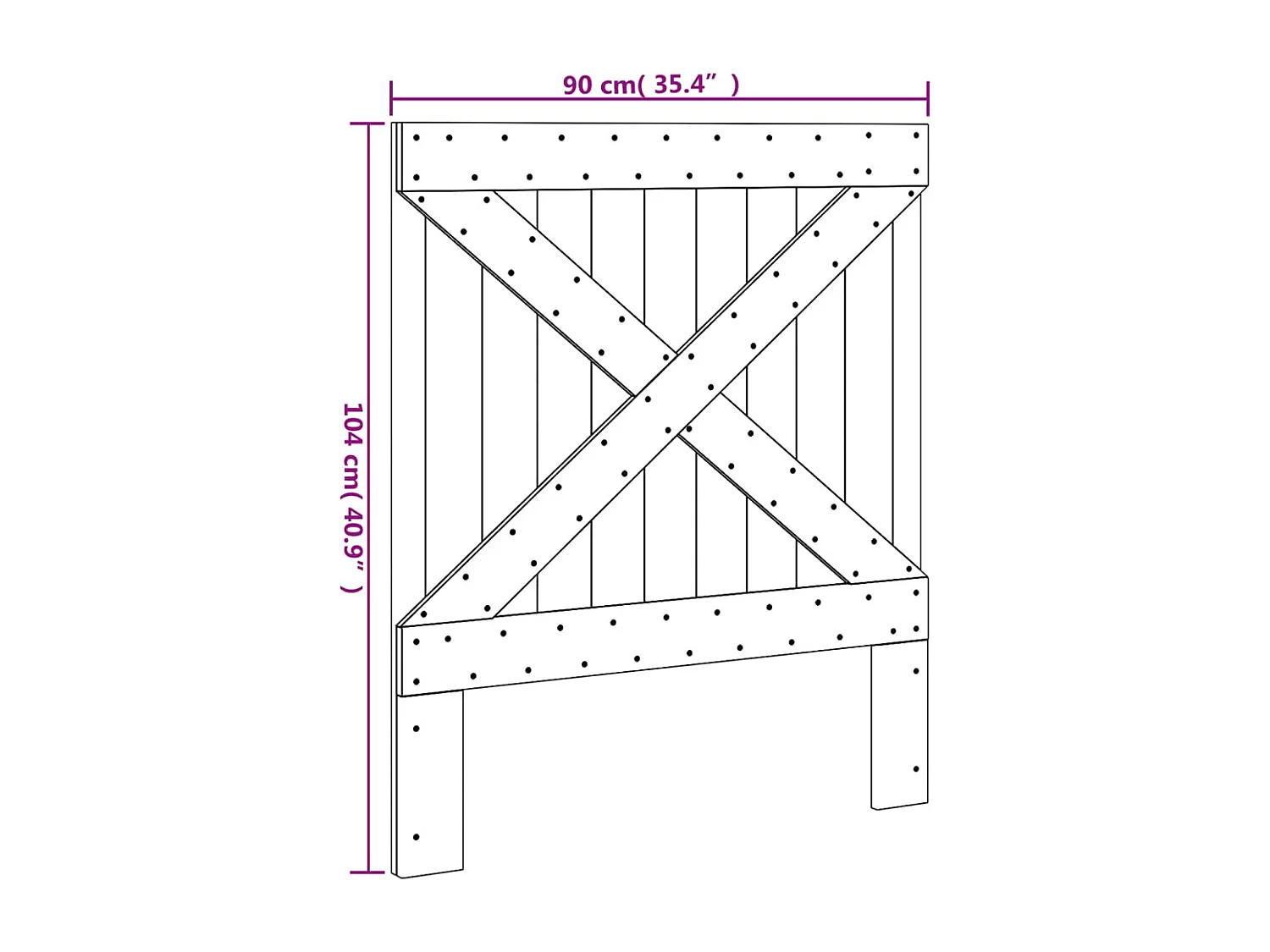 Hoofdbord | Hoofdeinde 90x104 cm massief grenenhout