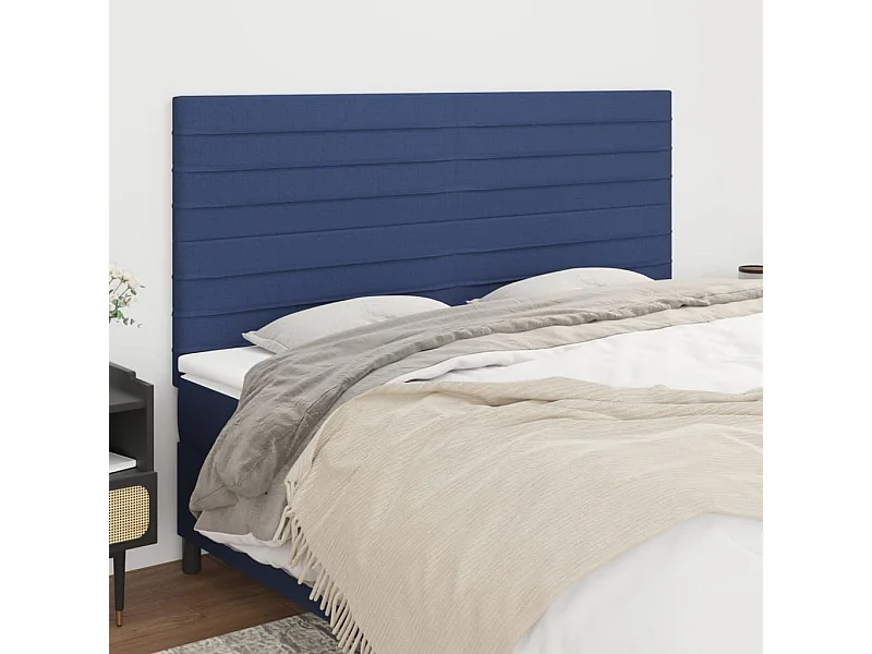 Têtes de lit | Panneaux de tête pour lit Moderne 4 pcs Bleu 80x5x78/88 cm Tissu