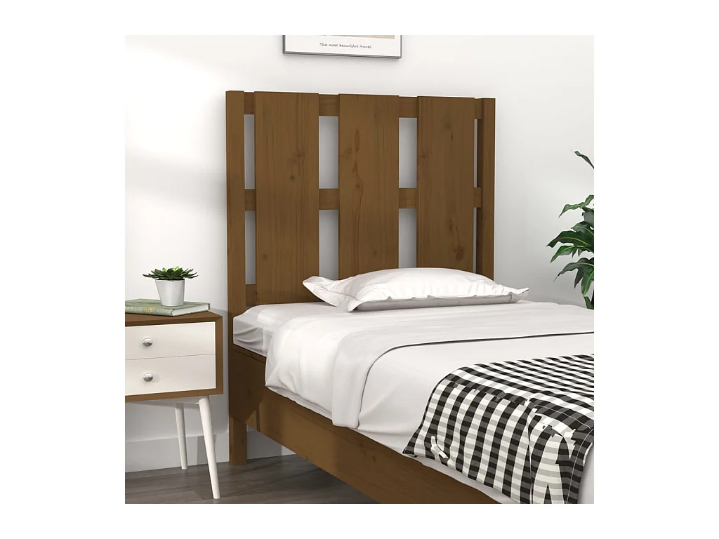 Tête de Lit | Panneau de tête pour lit Moderne Marron miel 80,5x4x100 cm Bois massif de pin