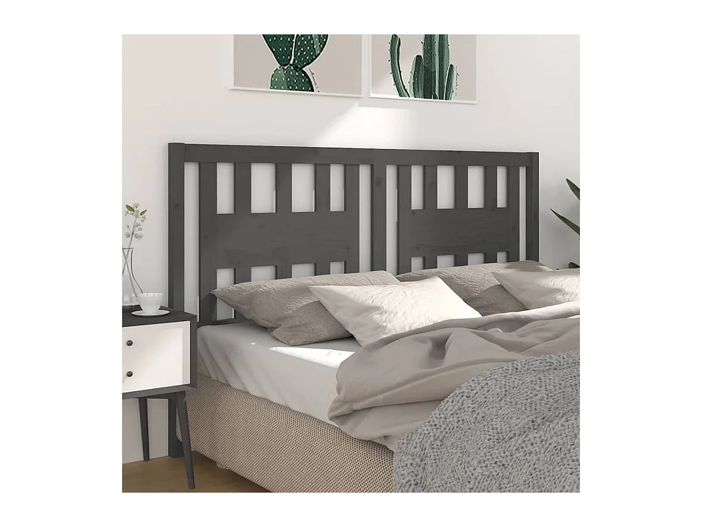 Mueble cabecero | Cabecero | Cabezal de cama madera maciza de pino gris 126x4x100 cm