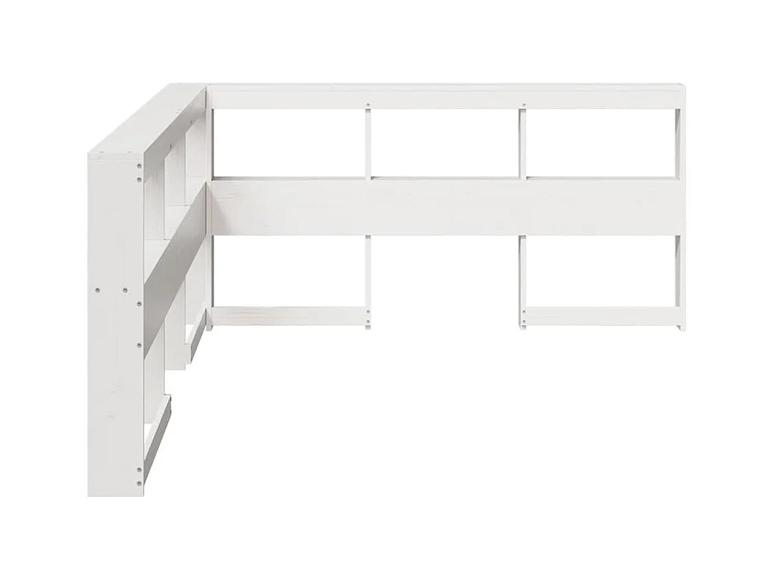 Mueble cabecero | Cabecero | Cabezal de cama librería en forma L madera maciza pino blanco 140 cm
