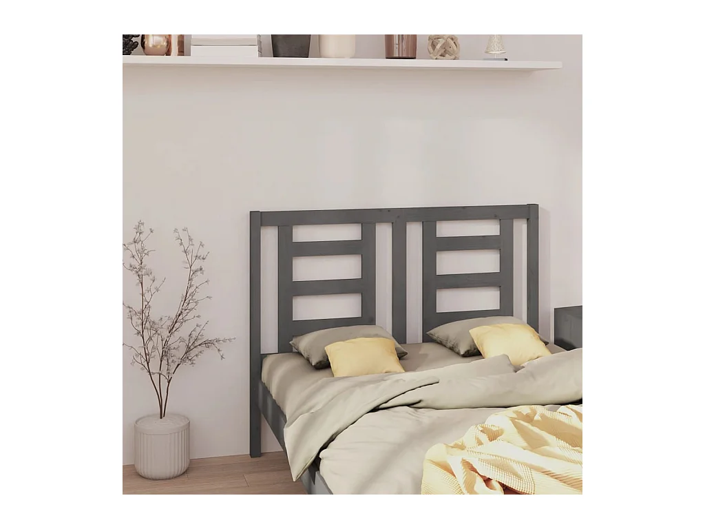 Cabecero de Cama | Cabezal de cama | Mueble de cabecero madera maciza de pino gris 126x4x100 cm