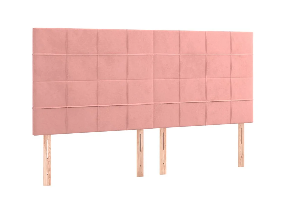 Cabeceros | Cabezal de cama | Mueble de cabecero 4 unidades de terciopelo rosa 90x5x78/88 cm