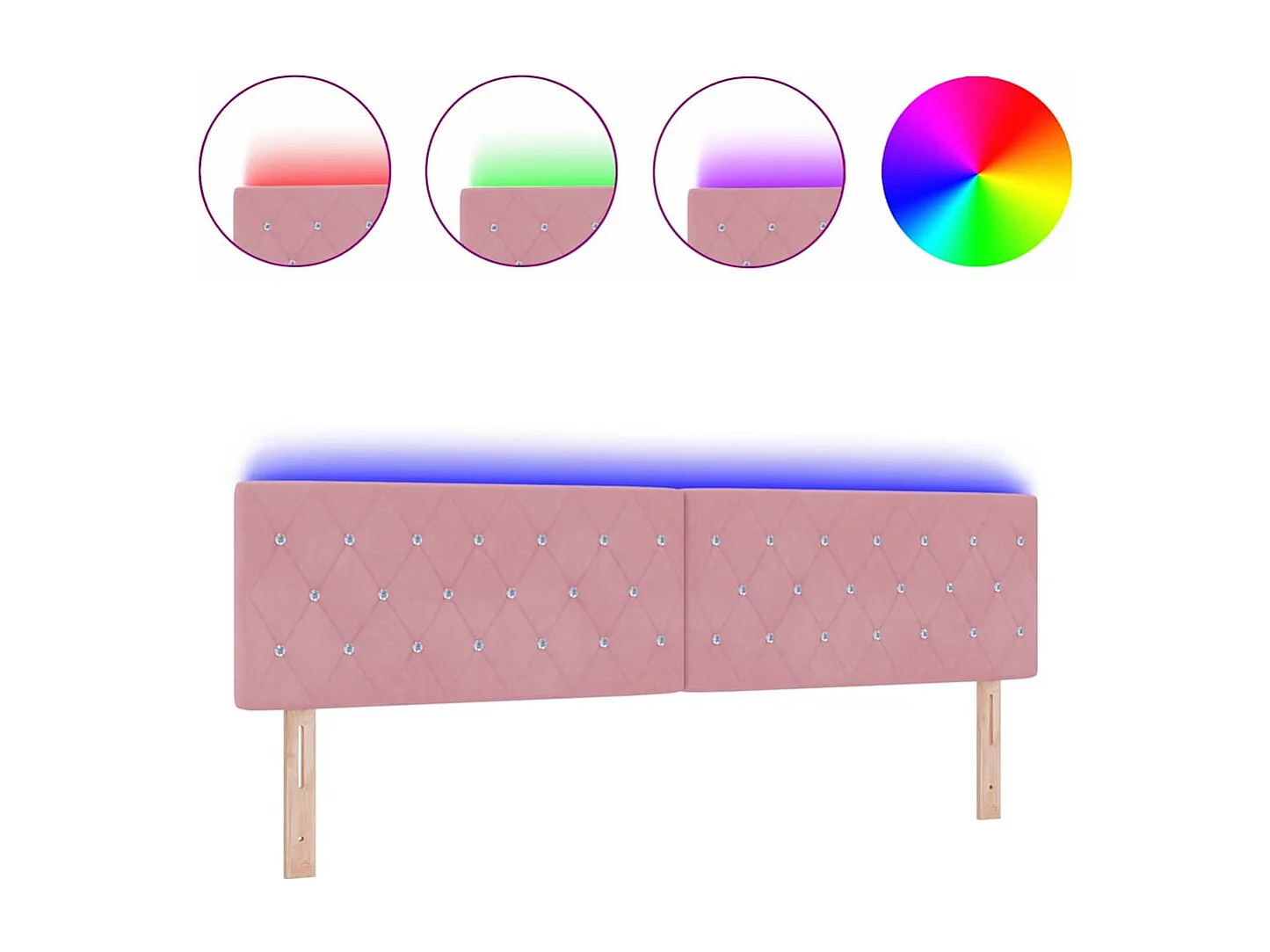 Tête de Lit | Panneau de tête pour lit Moderne LED avec des lumières à LED Rose 90 cm Velours