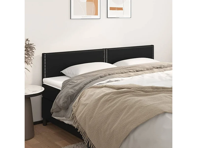 Têtes de lit | Panneaux de tête pour lit Moderne 2 pcs Noir 80x5x78/88 cm Similicuir