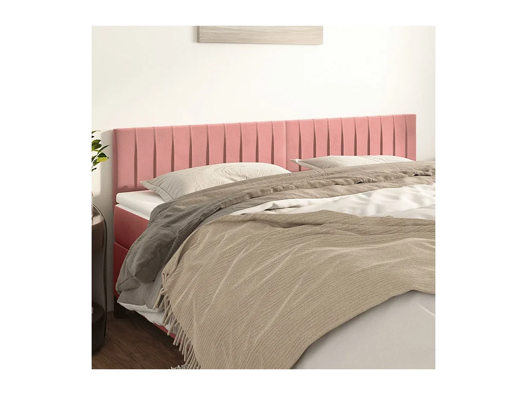 Cabeceros | Cabezal de cama | Mueble de cabecero 2 unidades de terciopelo rosa 90x5x78/88 cm