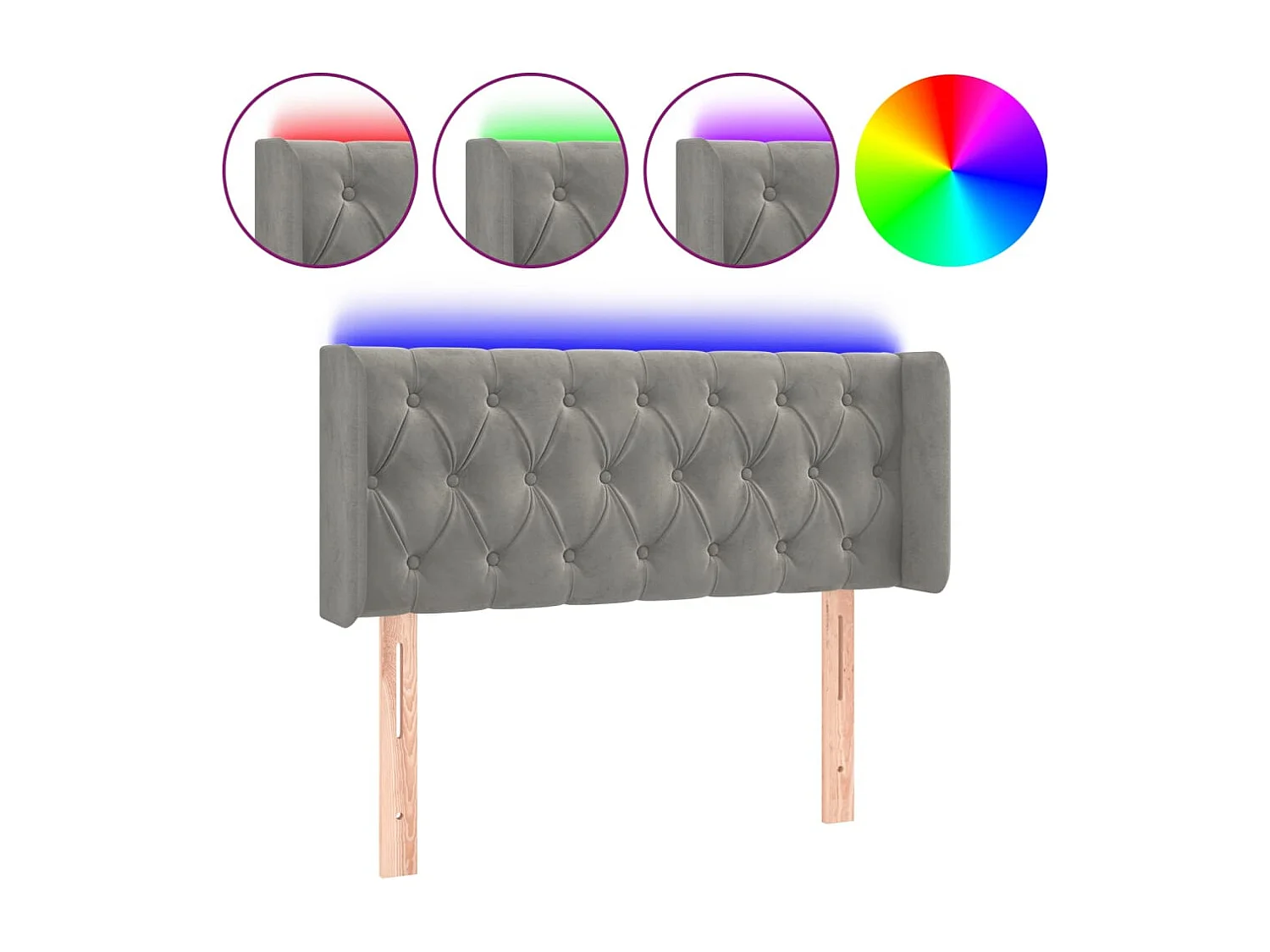 Hoofdbord | Hoofdeinde LED 93x16x78/88 cm fluweel lichtgrijs
