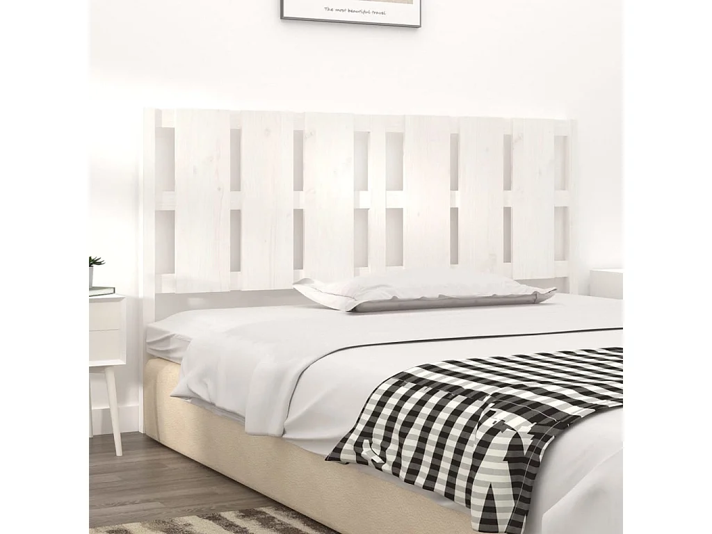 Cabecero de Cama | Cabezal de cama | Mueble de cabecero madera maciza de pino blanco 165,5x4x100 cm