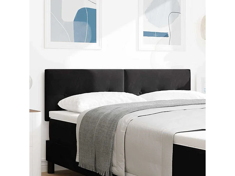 Tête de Lit | Panneau de tête pour lit Moderne avec des lumières à LED Réglable Noir 72 cm Velours