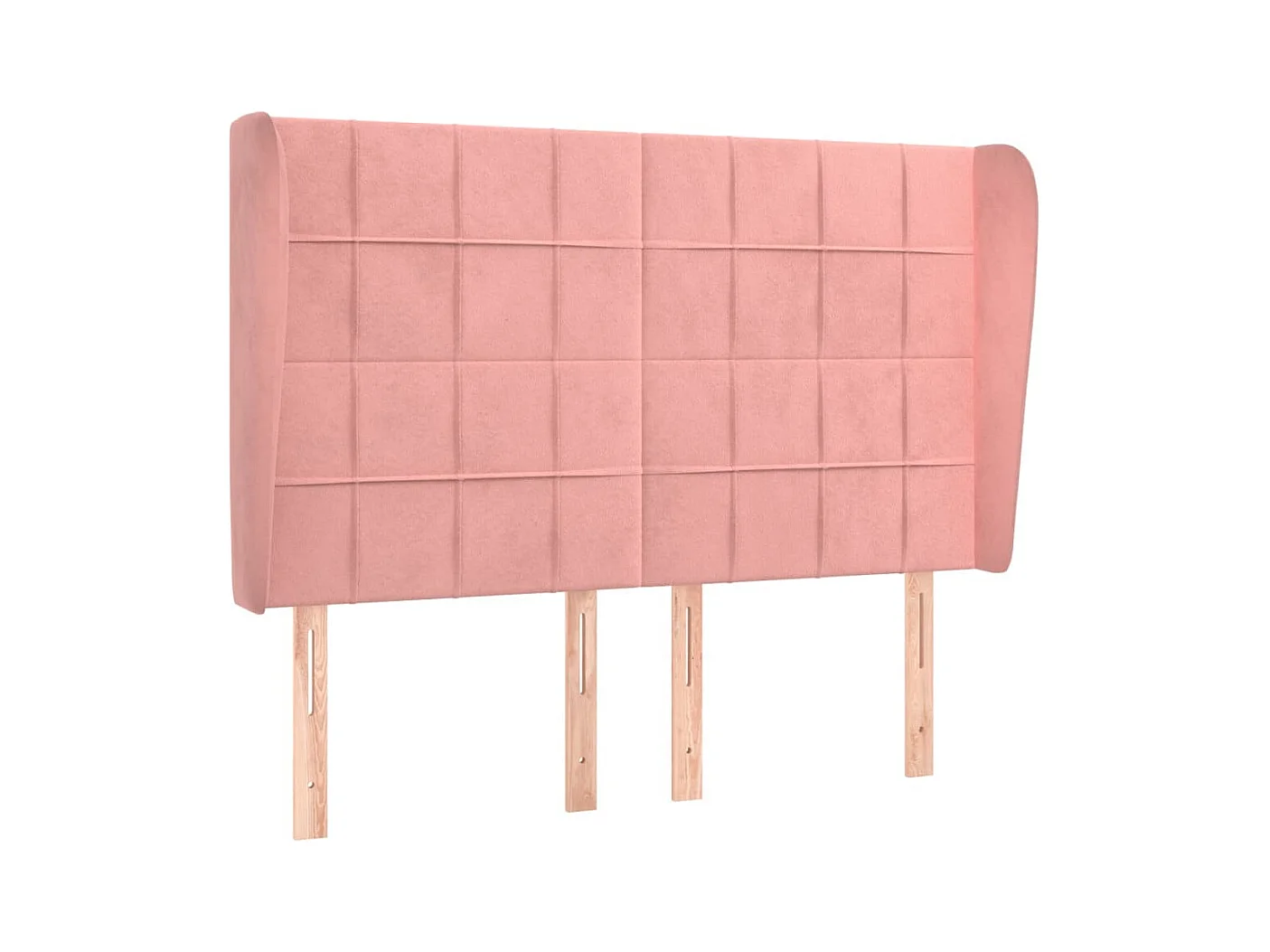 Cabecero | Cabezal de Cama | Mueble cabecero con orejas de terciopelo rosa 147x23x118/128 cm