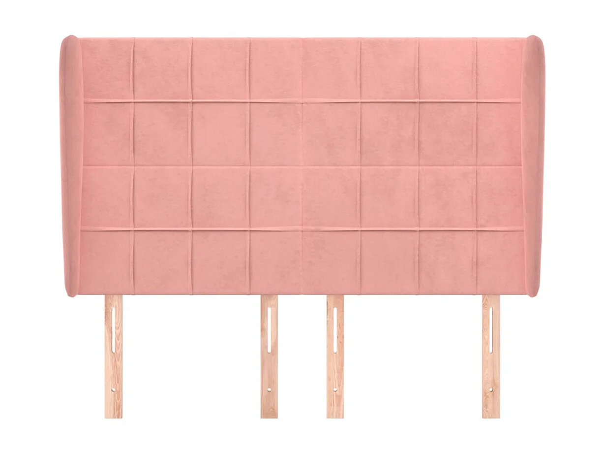 Tête de Lit | Panneau de tête pour lit Moderne avec oreilles Rose 147x23x118/128 cm Velours