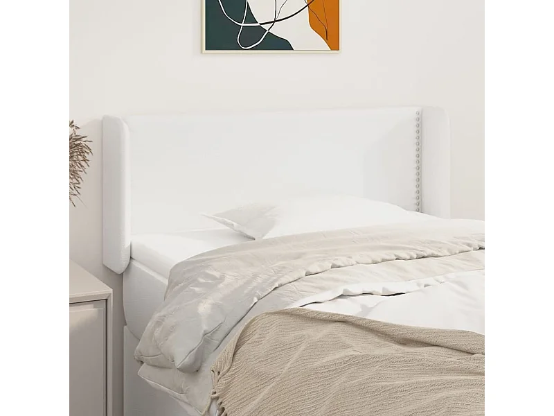 Tête de Lit | Panneau de tête pour lit Moderne avec oreilles Blanc 103x16x78/88 cm Similicuir