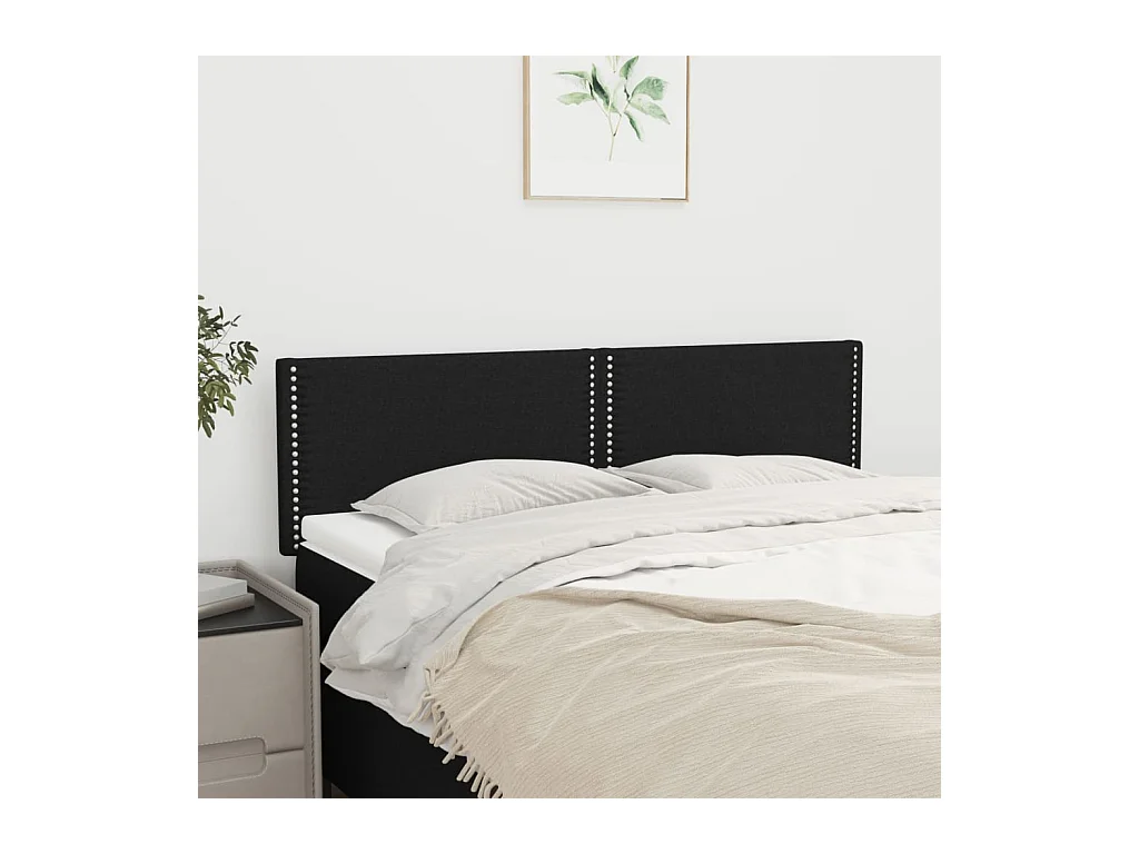 Cabeceros | Cabezal de cama | Mueble de cabecero 2 unidades tela negro 72x5x78/88 cm