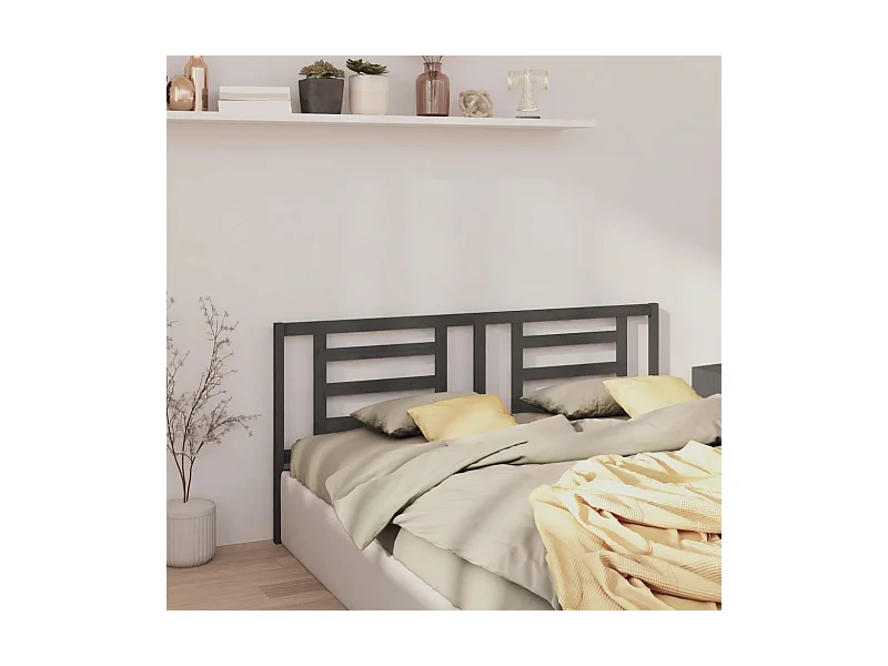 Cabecero de Cama | Cabezal de cama | Mueble de cabecero madera maciza de pino gris 206x4x100 cm